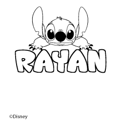 Coloración del nombre RAYAN - decorado Stitch