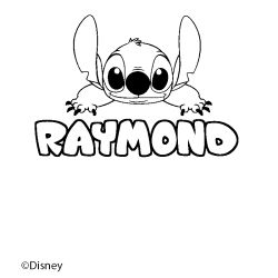 Coloración del nombre RAYMOND - decorado Stitch