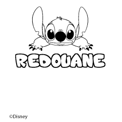 Coloración del nombre REDOUANE - decorado Stitch
