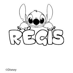 Coloración del nombre RÉGIS - decorado Stitch