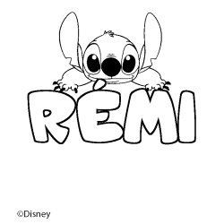 Coloración del nombre RÉMI - decorado Stitch