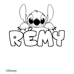Coloración del nombre RÉMY - decorado Stitch