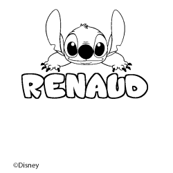 Coloración del nombre RENAUD - decorado Stitch