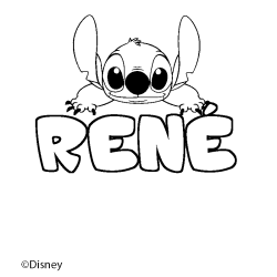 Coloración del nombre RENÉ - decorado Stitch