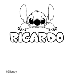 Coloración del nombre RICARDO - decorado Stitch