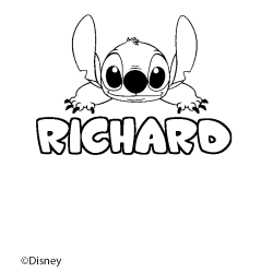Coloración del nombre RICHARD - decorado Stitch
