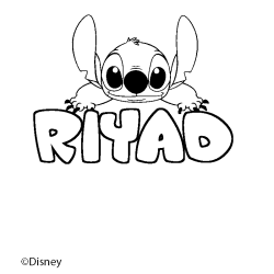 Coloración del nombre RIYAD - decorado Stitch
