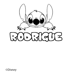 Coloración del nombre RODRIGUE - decorado Stitch
