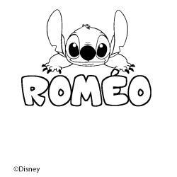 Coloración del nombre ROMÉO - decorado Stitch