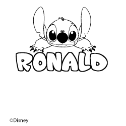 Coloración del nombre RONALD - decorado Stitch