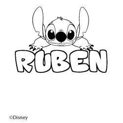 Coloración del nombre RUBEN - decorado Stitch