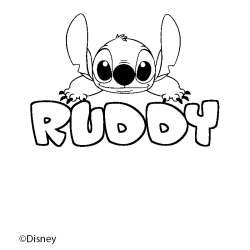 Coloración del nombre RUDDY - decorado Stitch