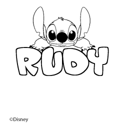 Coloración del nombre RUDY - decorado Stitch