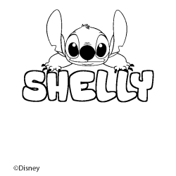 Coloración del nombre SHELLY - decorado Stitch