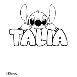 Coloración del nombre TALIA - decorado Stitch