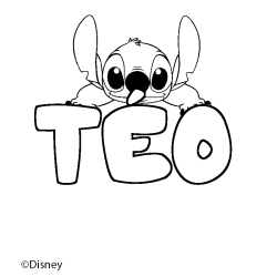 Coloración del nombre TÉO - decorado Stitch