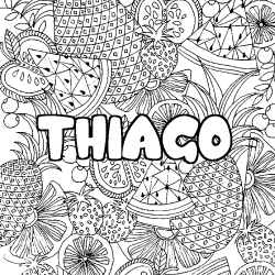 Coloración del nombre THIAGO - decorado mandala de frutas