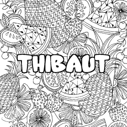 Coloración del nombre THIBAUT - decorado mandala de frutas