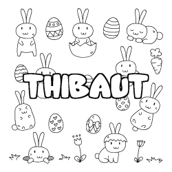 Coloración del nombre THIBAUT - decorado Pascua