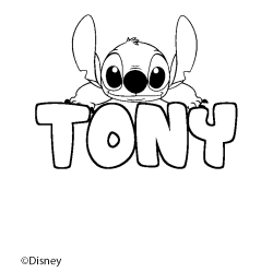 Coloración del nombre TONY - decorado Stitch