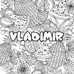 Coloración del nombre VLADIMIR - decorado mandala de frutas