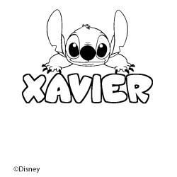 Coloración del nombre XAVIER - decorado Stitch