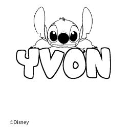 Coloración del nombre YVON - decorado Stitch