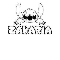 Coloración del nombre ZAKARIA - decorado Stitch