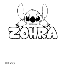 Coloración del nombre ZOHRA - decorado Stitch