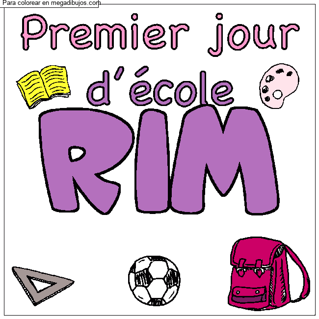 Coloración del nombre RIM - decorado primer día de escuela por un invitado