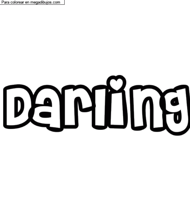 Dibujo para colorear con nombre personalizado "Darling" por un invitado