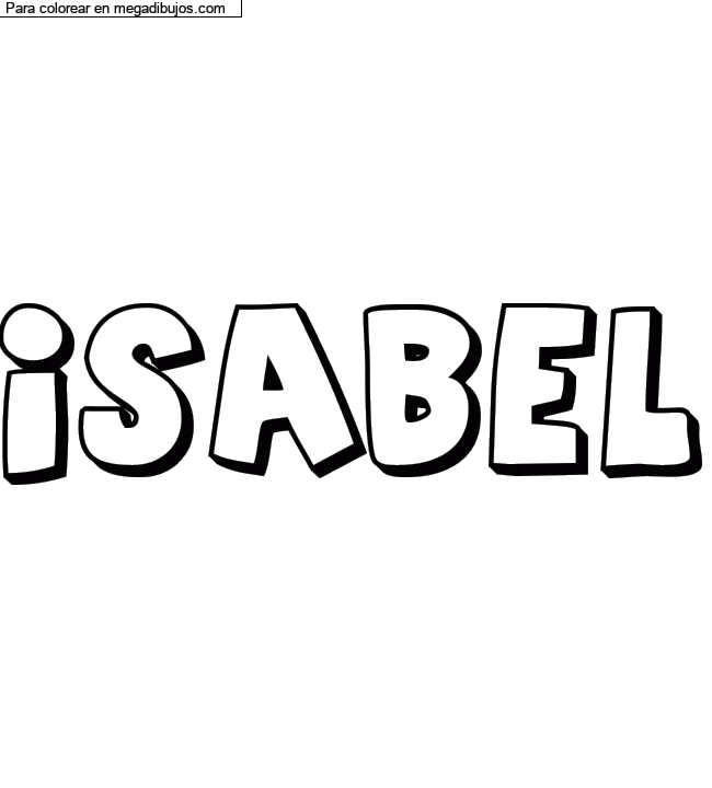 Dibujo para colorear con nombre personalizado "ISABEL" por un invitado