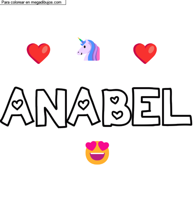 Dibujo para colorear con nombre personalizado "ANABEL" por un invitado