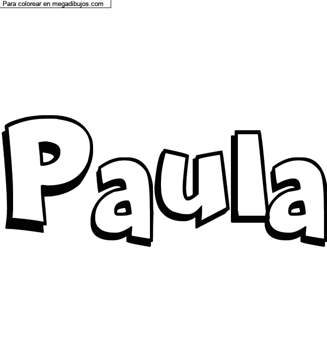 Dibujo para colorear con nombre personalizado "Paula" por un invitado