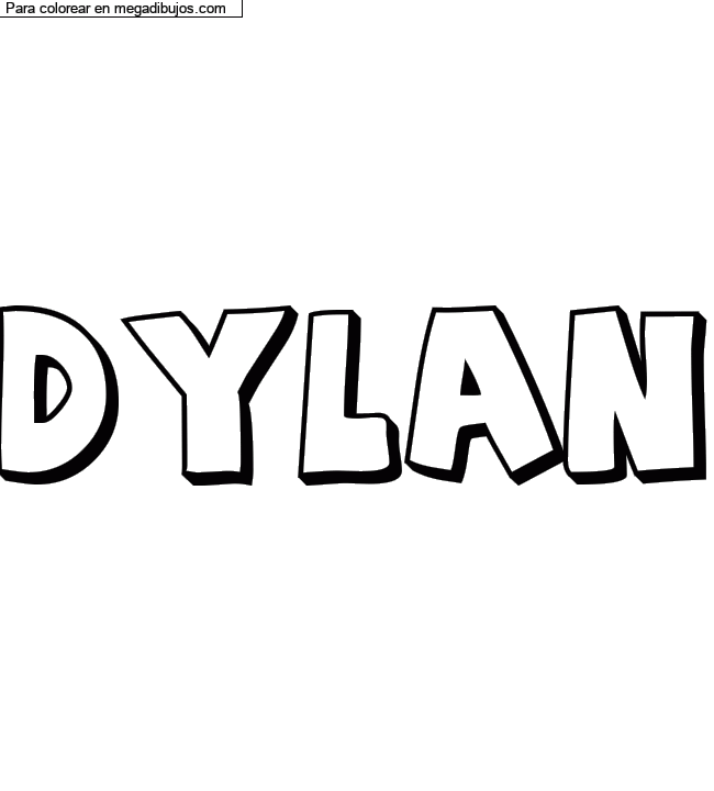Dibujo para colorear con nombre personalizado "DYLAN" por un invitado