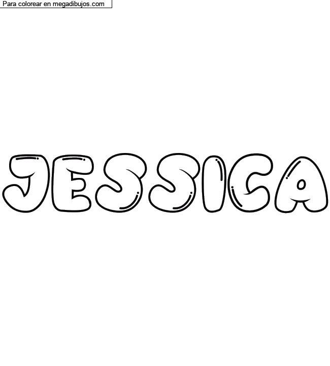 Dibujo para colorear con nombre personalizado "JESSICA" por un invitado