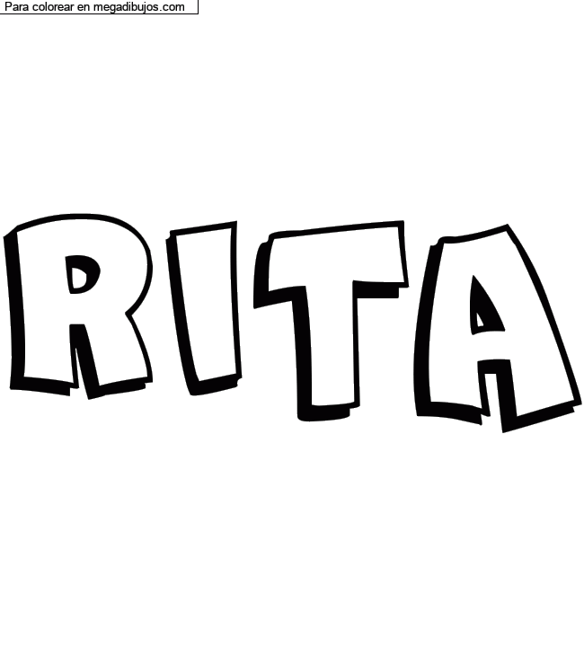 Dibujo para colorear con nombre personalizado "RITA" por un invitado