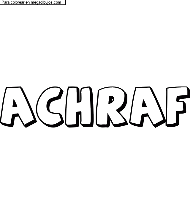 Dibujo para colorear con nombre personalizado "Achraf" por un invitado